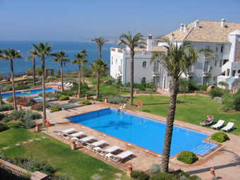 A view of the pool from the balcony